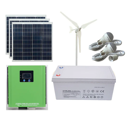 2kw wind solar hybrid system-residential solar power wind turbine kits-Off grid